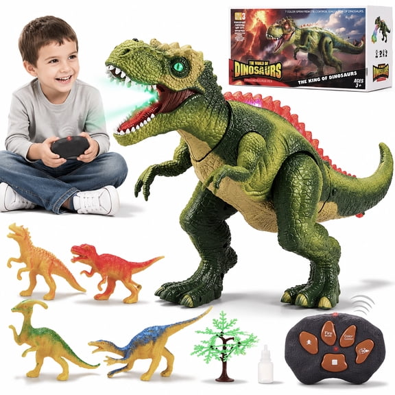 Remote Control Dinosaur Toy for Kids Boys, Big T-Rex Dinosaur Toy with Light and Realistic Roaring Sound, Walking Dinosaur Toy for Toddlers 3+ Years