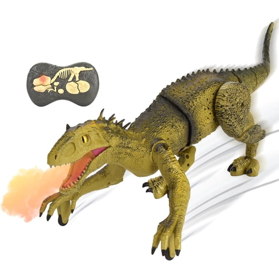 Remote Control Dinosaur Toy for Kids, Mist Spraying RC LED Sound Rechargeable USB Port Realistic Outdoor 2.4G