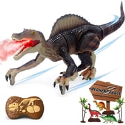 Remote Control Dinosaur Toys for Boys Electronic RC Spray Raptor Toy Walking Roaring Jurassic Spinosaurus Realistic 18.1" Dino Rechargeable Birthday Gift for Kids 3 4 5 6 7 8