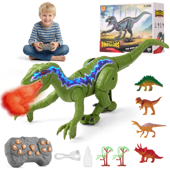 Lictin Remote Control Dinosaur Toys for Kids, Programmable Robot Dinosaur RC T-Rex with Spray, Light and Sound, Walking Dinosaur Toy Gift for Boys Girls 3-8 Year Old