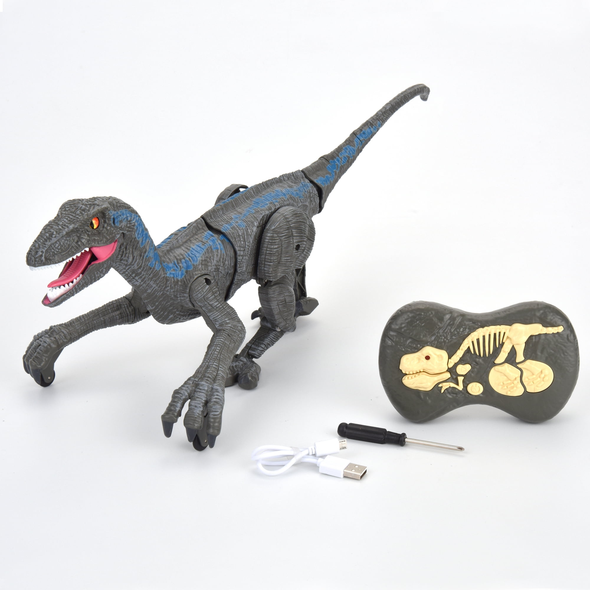 Remote Control Dinosaur Velociraptor With LED Lights (Gray) - Walmart.com