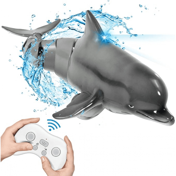 Remote Control Dolphin, 2.4GHz Pool Water Electric Animal with Lights, RC Boat Gifts for Ages 6+