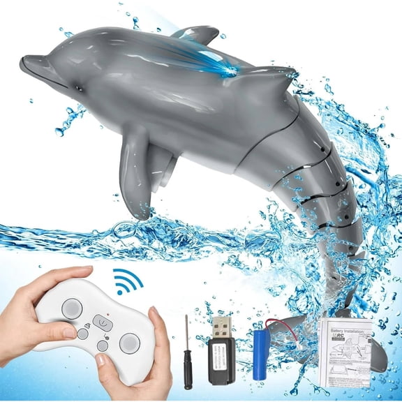 Remote Control Dolphin Pool Toys 2.4G RC Dolphin Outdoor Water Play for Kids Age 8-12