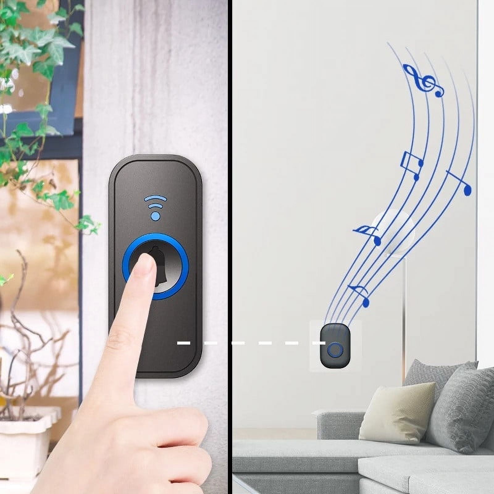 Remote Control Door Bell Elderly Caller Battery One Pull Two Door Bell Intelligent Waterproof