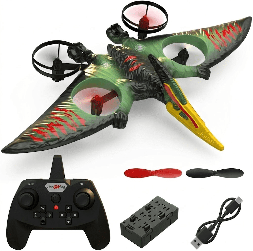 Unbranded Dinosaur RC Plane, 2.4GHz Remote Control Drone with LED & 3D Flips, EPP Foam Flying Toy for Kids Boys Ages 8-12