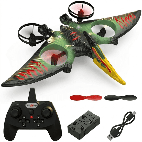 Unbranded Dinosaur RC Plane, 2.4GHz Remote Control Drone with LED & 3D Flips, EPP Foam Flying Toy for Kids Boys Ages 8-12
