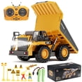 thumbnail image 1 of Remote Control Dump Truck, 1:20 Scale RC Construction Vehicles Toy with Metal Bed and Light/Music, 9 Channels Electric Truck Toy Gift for Boys Kids, 1 of 9