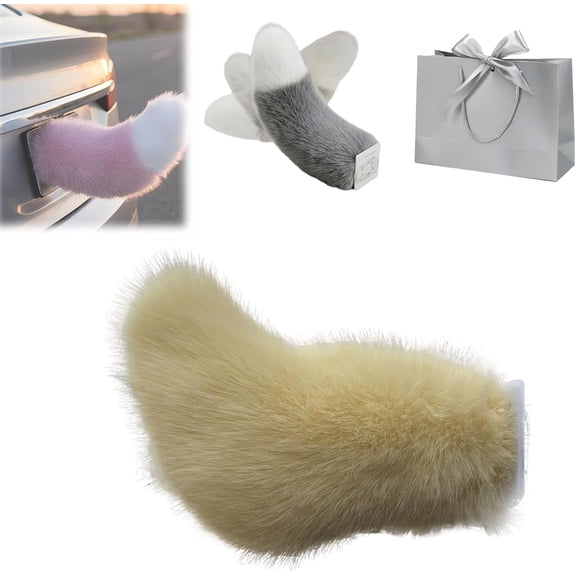 Remote Control Electric Car Tail, Adorable Cat Tail for Car, Rechargeable Plush Animal Moving Tail, USB Rechargeable, Fluffy Wagging Action, Universal Fit for Auto Trunk Bumper Decoration (#J)