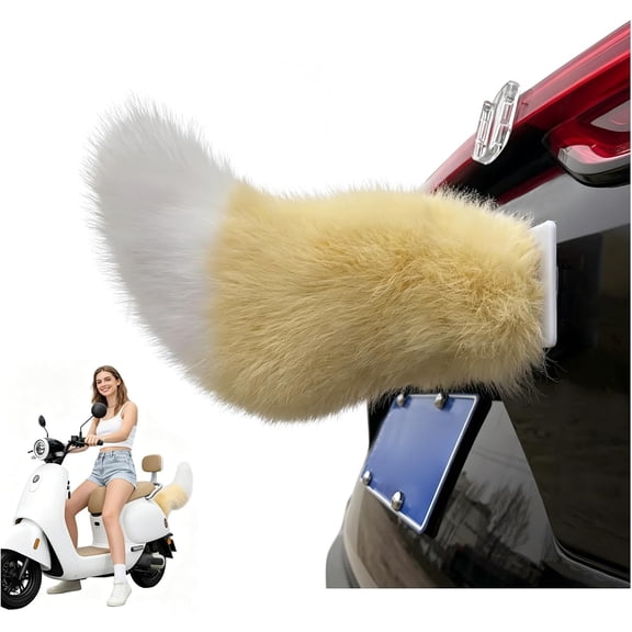 Remote Control Electric Car Tail, Adorable Cat Tail for Car, Rechargeable Plush Animal Moving Tails, USB Rechargeable, Fluffy Wagging Ornament, Universal Fit for Auto Trunk Bumper Decoration (#08)