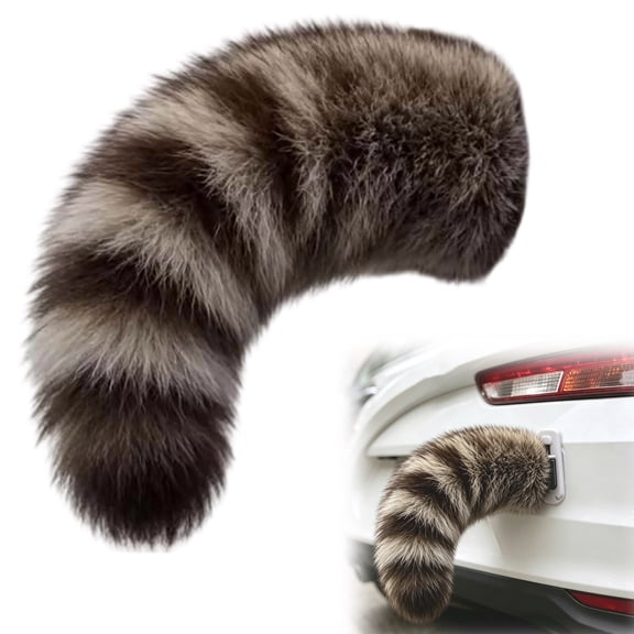 Remote Control Electric Car Tail, Adorable Cat Tail for Car, USB Rechargeable Plush Animal Moving Tail, Fluffy Wagging Action, Universal Fit for Auto Trunk Bumper Decoration,Black