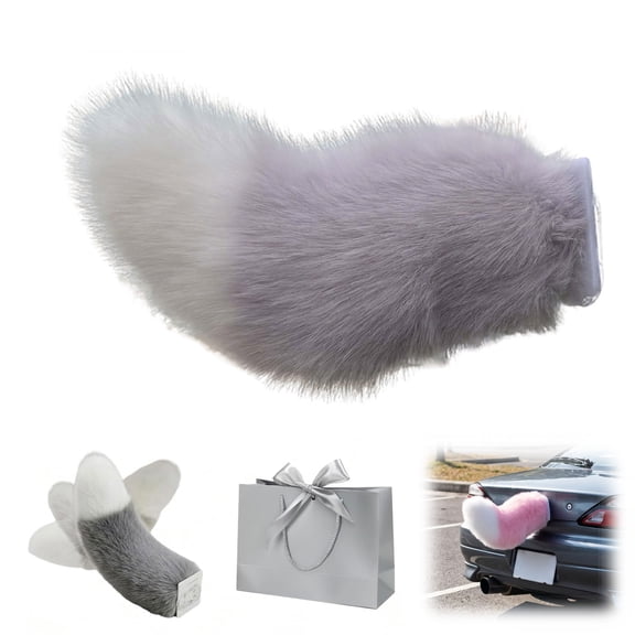 Remote Control Electric Car Tail – Adorable Fluffy Cat Tail for Car, Rechargeable Wagging Action, USB Powered, Universal Fit for Trunk Bumper Decoration(Purple and White)