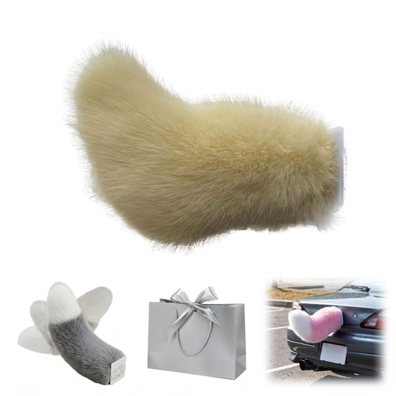 Remote Control Electric Car Tail – Adorable Fluffy Cat Tail for Car, Rechargeable Wagging Action, USB Powered, Universal Fit for Trunk Bumper Decoration(Yellow1PCS)