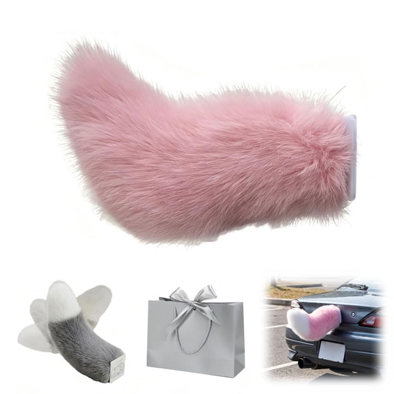 Remote Control Electric Car Tail – Adorable Fluffy Cat Tail for Car, Rechargeable Wagging Action, USB Powered, Universal Fit for Trunk Bumper Decoration(pink1pcs)