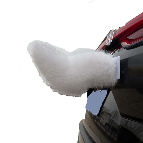Remote Control Electric Car Tail, Cute Fuzzy Wagging Moving Tail for Car Exterior Decoration, Handmade Rechargeable Auto Trunk Charm, Cosplay Accessory (Black)