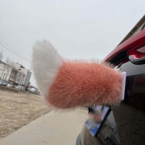 Remote Control Electric Car Tail, Cute Fuzzy Wagging Moving Tail for Car Exterior Decoration, Handmade Rechargeable Auto Trunk Charm, Cosplay Accessory (Black)