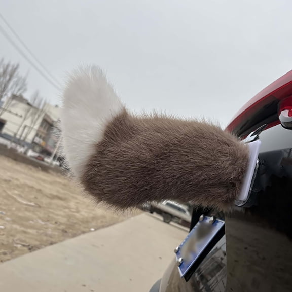 Remote Control Electric Car Tail, Cute Fuzzy Wagging Moving Tail for Car Exterior Decoration, Handmade Rechargeable Auto Trunk Charm, Cosplay Accessory (Black)