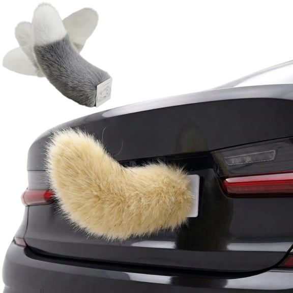 Remote Control Electric Car Tail, Cute Fuzzy Wagging Plush, Rechargeable 3D Animal Sticker, Fun Auto Exterior Decor for Kids and Car Lovers