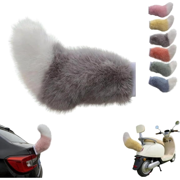 Remote Control Electric Car Tail, Faux Wagging Tail with Remote, 3 Control Methods Voice Remote and Pat, Electric Wagging Animal Tail Motorcycle Decorative for Scooter and Cars (Grey)