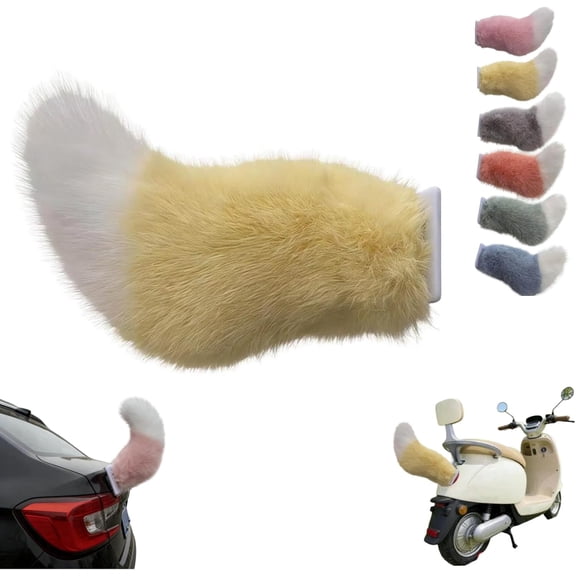 Remote Control Electric Car Tail, Faux Wagging Tail with Remote, 3 Control Methods Voice Remote and Pat, Electric Wagging Animal Tail Motorcycle Decorative for Scooter and Cars (Yellow)