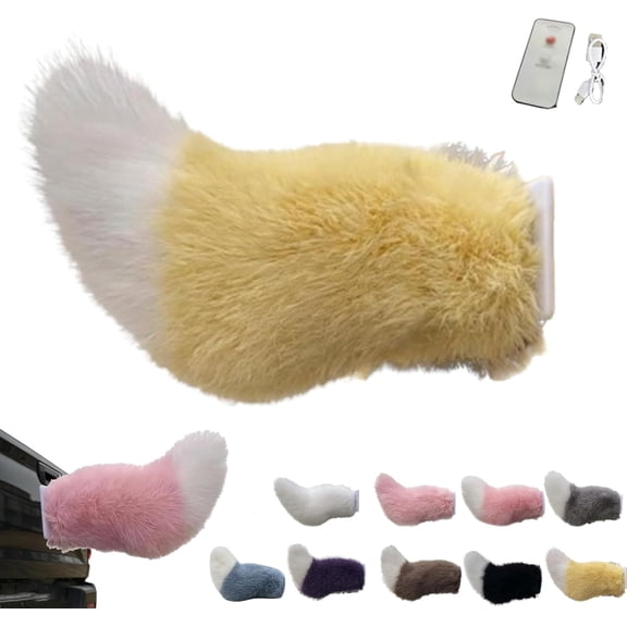 Remote Control Electric Car Tail, Moving Tail for Car, Wagging Plush Cute Fuzzy Tail Decoration, Cute Interior Accessory for All Vehicle Types Styling