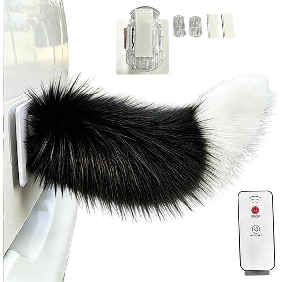 Remote Control Electric Car Tail, Wagging Moving Tail for Car with Fluffy Faux Fur, USB Rechargeable Auto Trunk Decoration, Cute Animal Tail Accessory for SUV Truck RVs, Novelty Gift for Car Lovers
