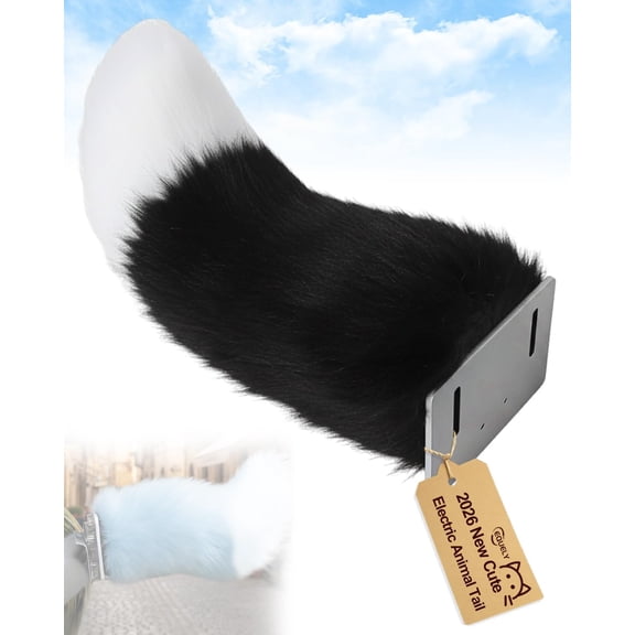 Remote Control Electric Car Tail Wagging Plush Fuzzy Ornament for Auto Trunk Bumper, Cute Moving Decoration with Adjustable Speed, USB Rechargeable Universal Fit Vehicle Exterior Accessory