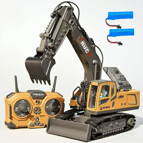 Remote Control Excavator,2.4GHz 17CH RC Digger with Smoke&Lights&Sound,680 Rotating,Christmas Birthday Gifts for Age 3+ Boys Girls