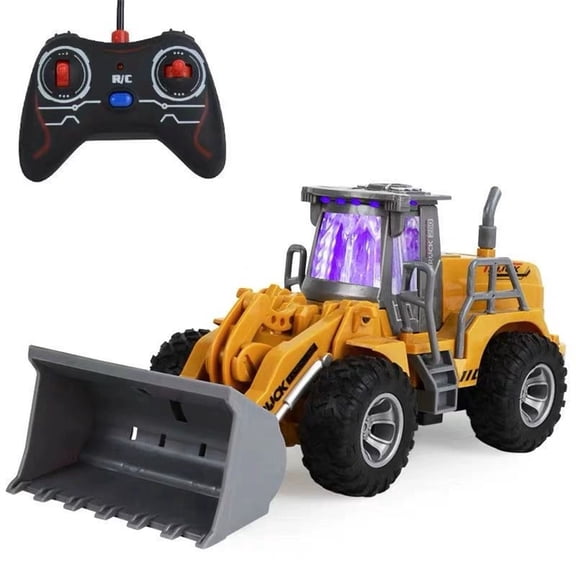 Remote Control Excavator Electric Construction Truck Bulldozer Toy with 2.4GHz Rechargeable Battery for Outdoor Sandbox Digging and Building(Gold)
