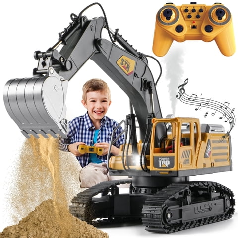 Remote Control Excavator for Kids,2.4GHz 14 Channel RC Digger with Lights & Sound,680 Rotating Sand Digging Construction Vehicle Toy,for Age 3+ Boys Girls
