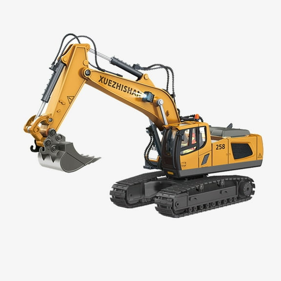 Remote Control Excavator RC Toy 1:20 RC Excavator Toy Alloy Construction Tractor,11 Channel Rechargeable RC Truck with Lights Sounds 2.4Ghz Transmitter