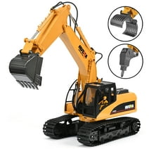 Remote Control Excavator,1/14 Scale RC Toys for Kids,15 Channel Full Functional Construction Vehicles with Tools Metal Breaker&Electric Gripper