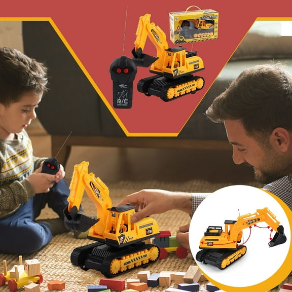 Remote Control Excavator Toy, 2 Channel 2.4Ghz Excavator Construction Toys, RC Excavator Truck Construction Vehicle Toy Set for Birthday Party Holiday Christmas Gift