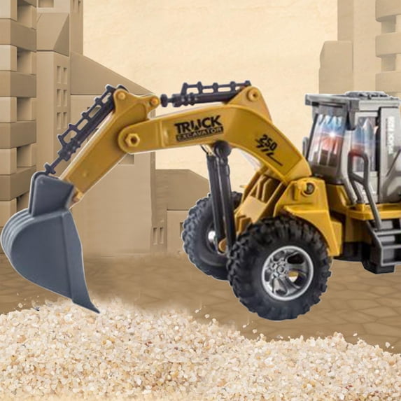 Remote Control Excavator Toy | 4-Channel Engineering Truck with Lights | Realistic 1PC Yellow Plastic | 360° Rotation | For Indoor Outdoor Play | 26x9x10cm | Heavy Duty Digging Arm | Battery Powered