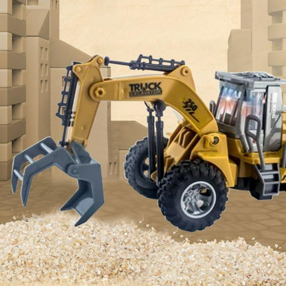 Remote Control Excavator Toy 4-Channel | Engineering Vehicle with Lights | 360掳 Rotation | Heavy Duty Digging Arm | ABS Plastic Construction | 26x9x10cm | Yellow | 1 Piece Pack
