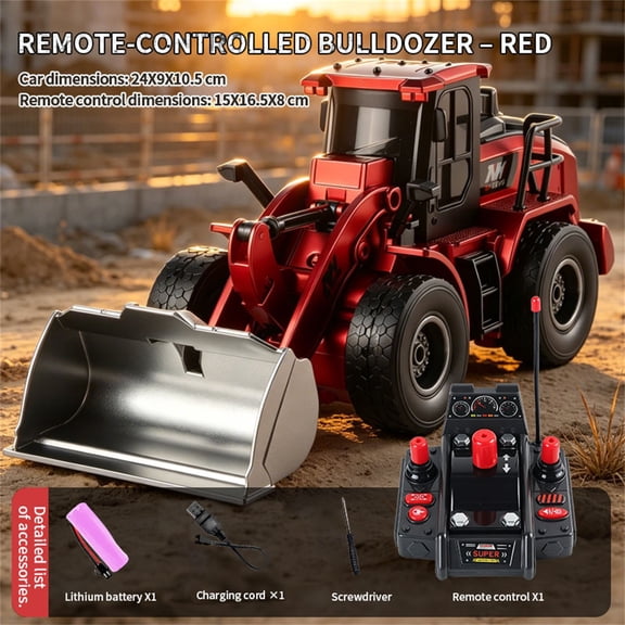 Remote Control Excavator Toy for Boys 11-Channel RC Construction Vehicle with Metal Shovel LED Lights 120-Min Playtime Ages 3-12 Indoor/Outdoor STEM Gift,E
