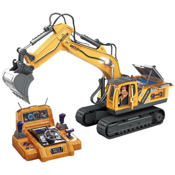Remote Control Excavator Toy with Large Operation Console, 15-Channel 2.4GHz RC Construction Vehicle Digger for Kids & Adults Ages 8+, Die-Cast Metal Bucket Heavy Duty Crawler Truck, Birthday Gift