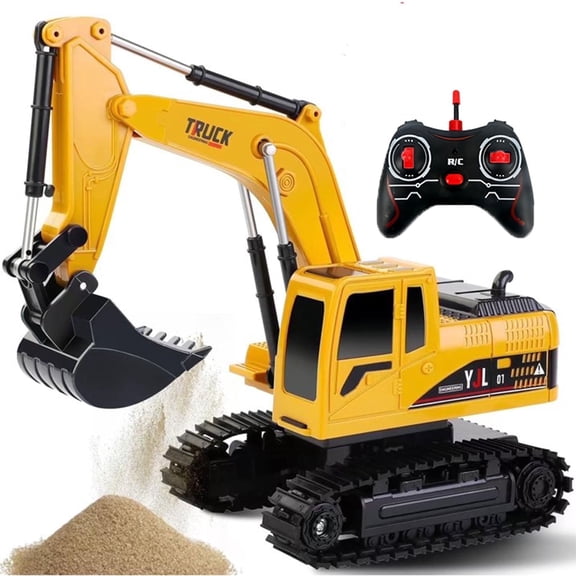 Facvoer Construction Vehicle Toy for Kids, Remote Control Excavator Toys for Boys, RC Digger Construction Vehicles with Light and Realistic sound effects for 3-8 Years Old Boys Girls Gift