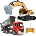thumbnail image 1 of Remote Control Excavator and Dump Truck Toy Set - RC Construction Vehicles Toy with Lights and Sounds, Present for Toddlers 6-12 Year Boys Girls, 1 of 6