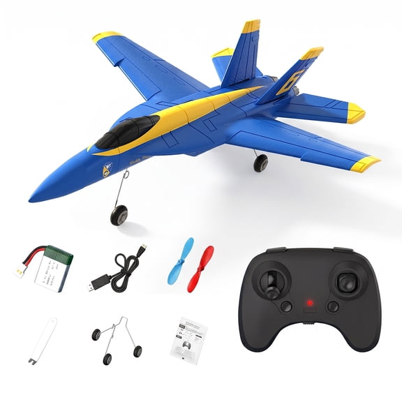 Remote Control F-18 Fighter Jet RC Plane, 2-Channel Fixed-Wing EPP Foam Glider with LED Lights, Dual 716 Motors, 6-Axis Gyro for Adults Beginners