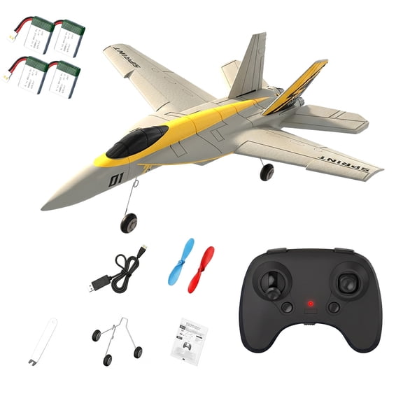 Remote Control F-18 Fighter Jet RC Plane, 2-Channel Fixed-Wing EPP Foam Glider with LED Lights, Dual 716 Motors, 6-Axis Gyro for Adults Beginners