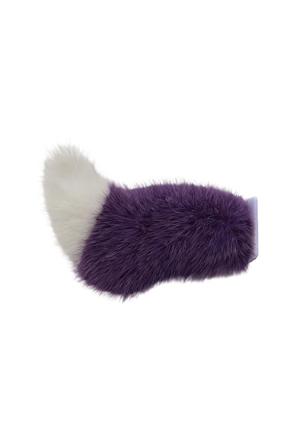 Remote Control Faux Fox Fur Tail for Electric Scooters, Decorative Plush Ornament for Motorbikes, Dark Purple and White Vehicle Accessory for Adults A143