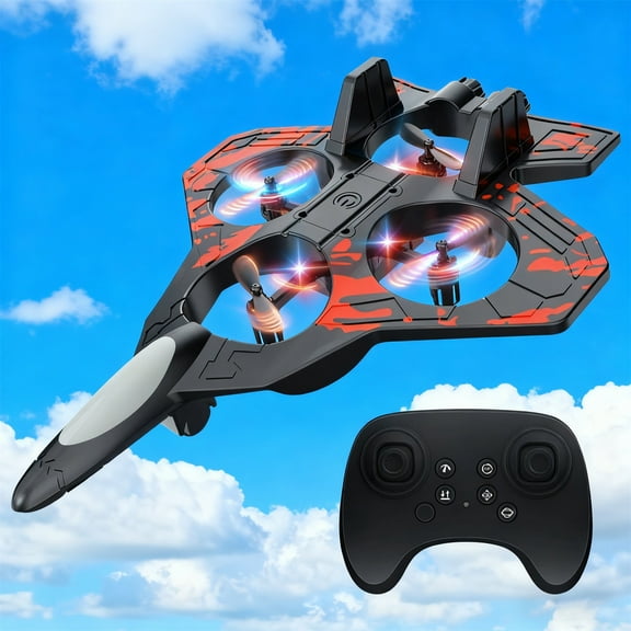 Remote Control Fighter Jet - RC Stunt Fighter Jet Toy With Flips and LED Light, Remote Control Helicopter Foam Remote Control Airplane