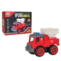 Remote Control Fire Truck, RC Fire Truck Toy, Rechargeable Construction Truck Toys with Alarm Lights, Hose, Working Water Pump and Rotating Rescue Ladder Fire Truck Toys Gift for Kids