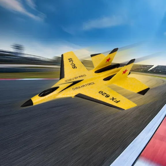 Remote Control Fixed Wing Airplane – Gravity Glider Foam RC with 360° Maneuvers, LED Lights, Outdoor Sport Game Gift for Hobby Enthusiasts Yellow