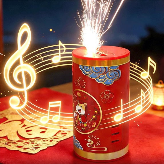 Remote Control Flint Spark Firecracker Toy, Simulated Firework With Lights And Sounds - Automatic Operation, Led Lighting, Sound Effects, Remote Control - For , Playtime,