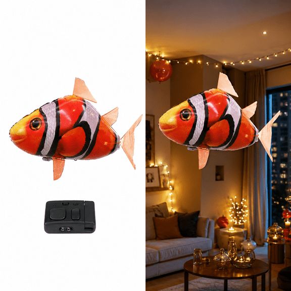 Remote Control Flying Clownfish Toy,Inflatable RC Balloon Up to 40 Feet with Nylon Material,Clown Fish Toy Gifts Party Decoration Balloon For Indoor Family Fun Birthday Party Wedding