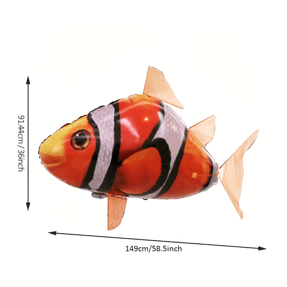 Remote Control Flying Clownfish Toy,Inflatable RC Balloon Up to 40 Feet with Nylon Material,Clown Fish Toy Gifts Party Decoration Balloon For Indoor Family Fun Birthday Party Wedding