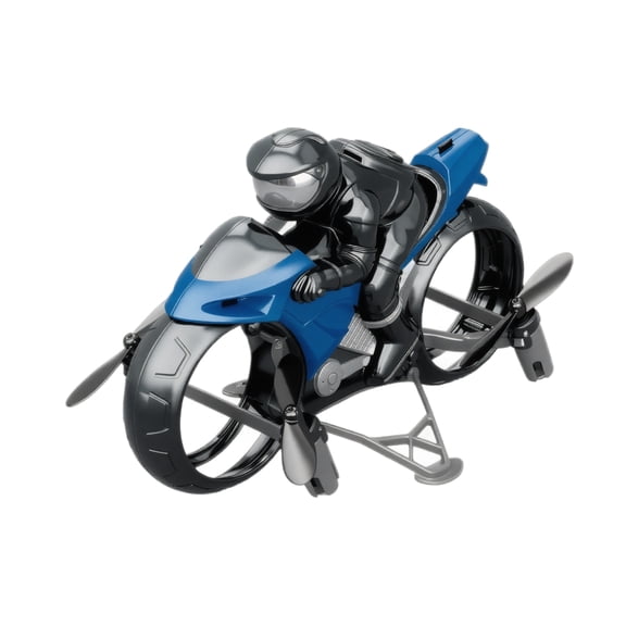 Remote Control Flying Motorcycle Drone 4-Axis Stunt Vehicle Model with 360 Degree Tumbling and Rolling Action Plastic Rechargeable with Spare Blades and USB Cable