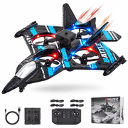 RC Plane for Kids, Rmote Control Airplane with LED Light, 360  Flips and Gravity Sensing, Ready to Fly RC Aircraft for Kids Adults Beginners, Blue