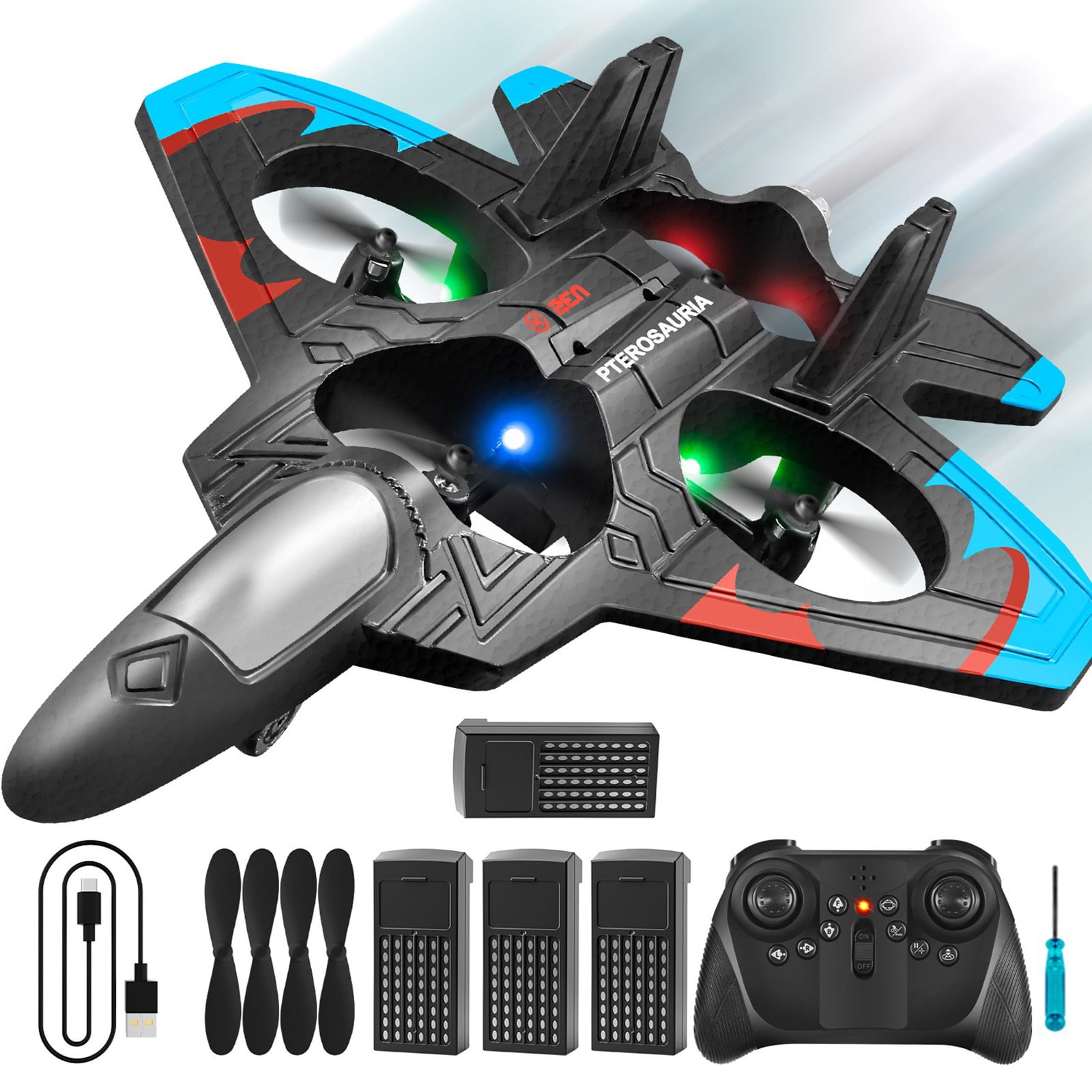 Remote Control Foam Fighter Stunt Plane with LED Lights Perfect for ...